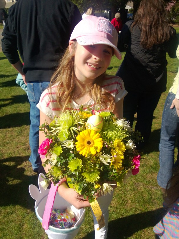 girls holding flowers