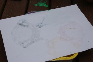 placing the paper on a bubble print