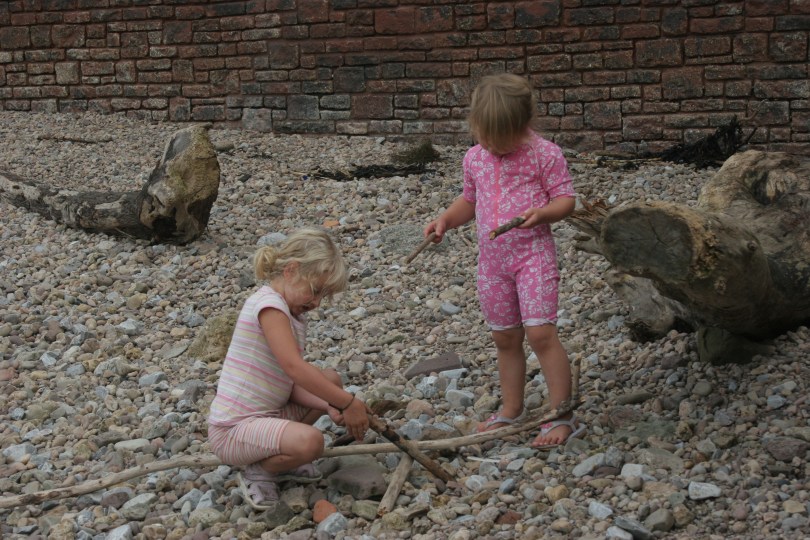 playing on the beach