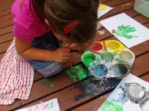 The paint moves and makes patterns when you blow it with a straw.