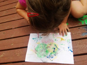 blowing paint with a straw