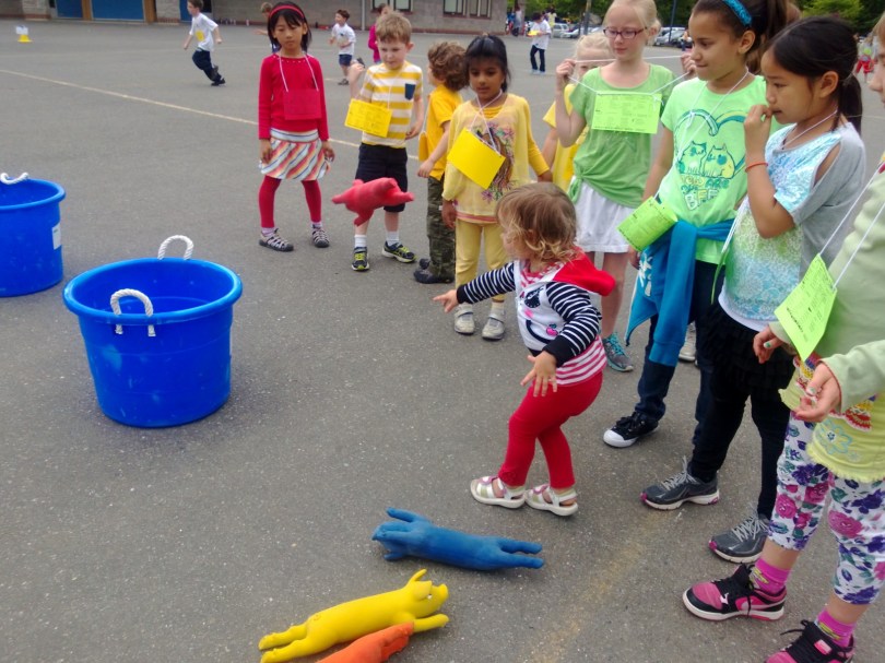 Throwing pigs, field day activities.