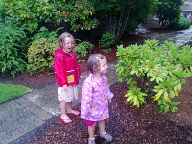 I'm going to have a shower. I'm getting very wet, now the rain is staying on me.