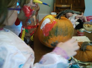 painting a pumpkin