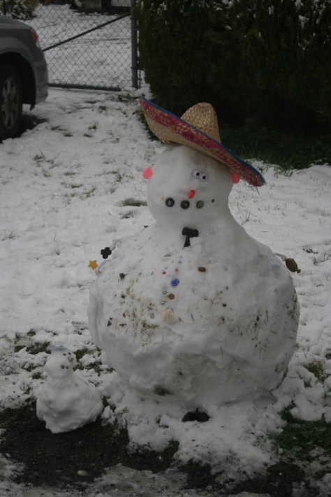mother and baby snowman