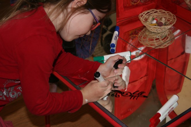 writing on a mirror table