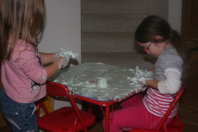 shaving foam on a mirror table