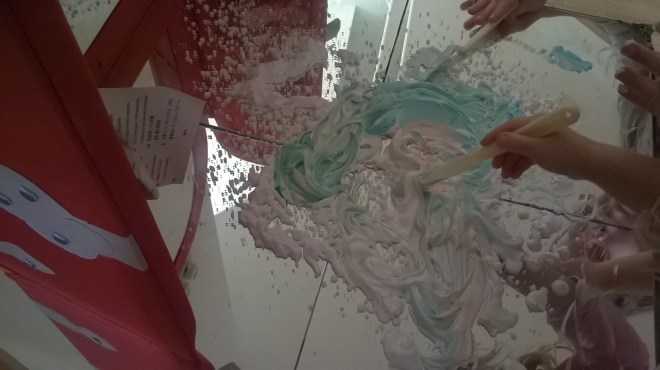 mirror table shave foam