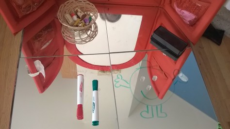 using a mirror table for drawing.