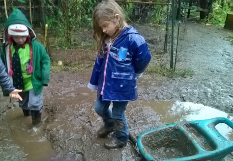 playing in mud
