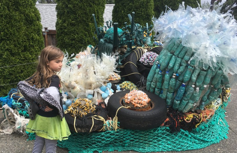 coral reef made from plastic trash
