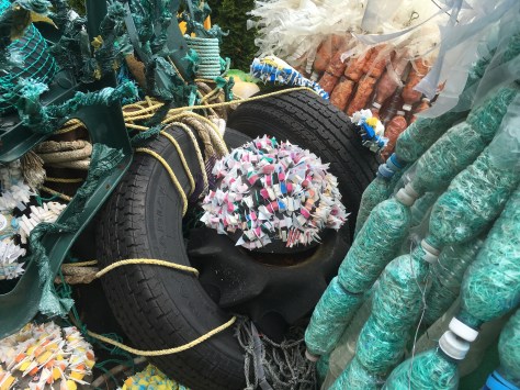 coral reef made from plastic trash