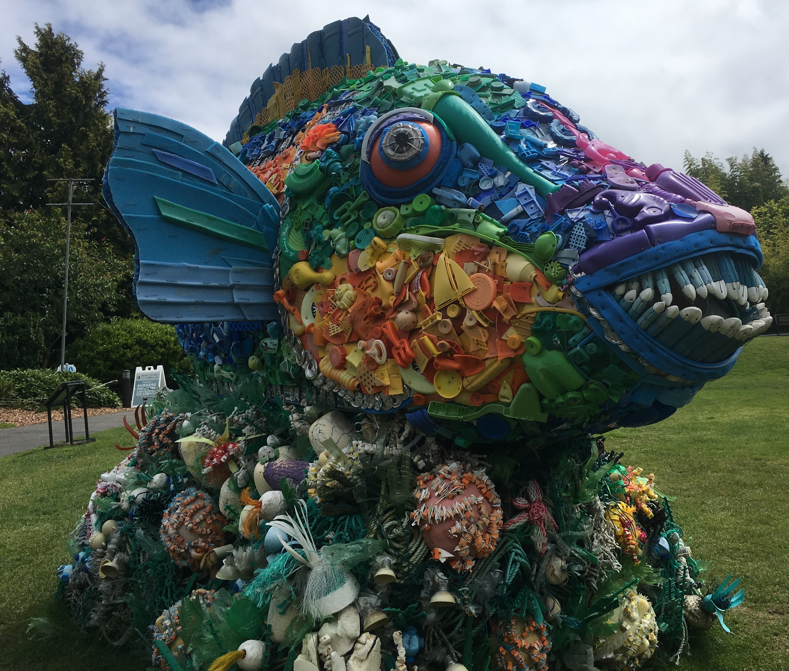fish made from plastic washed ashore