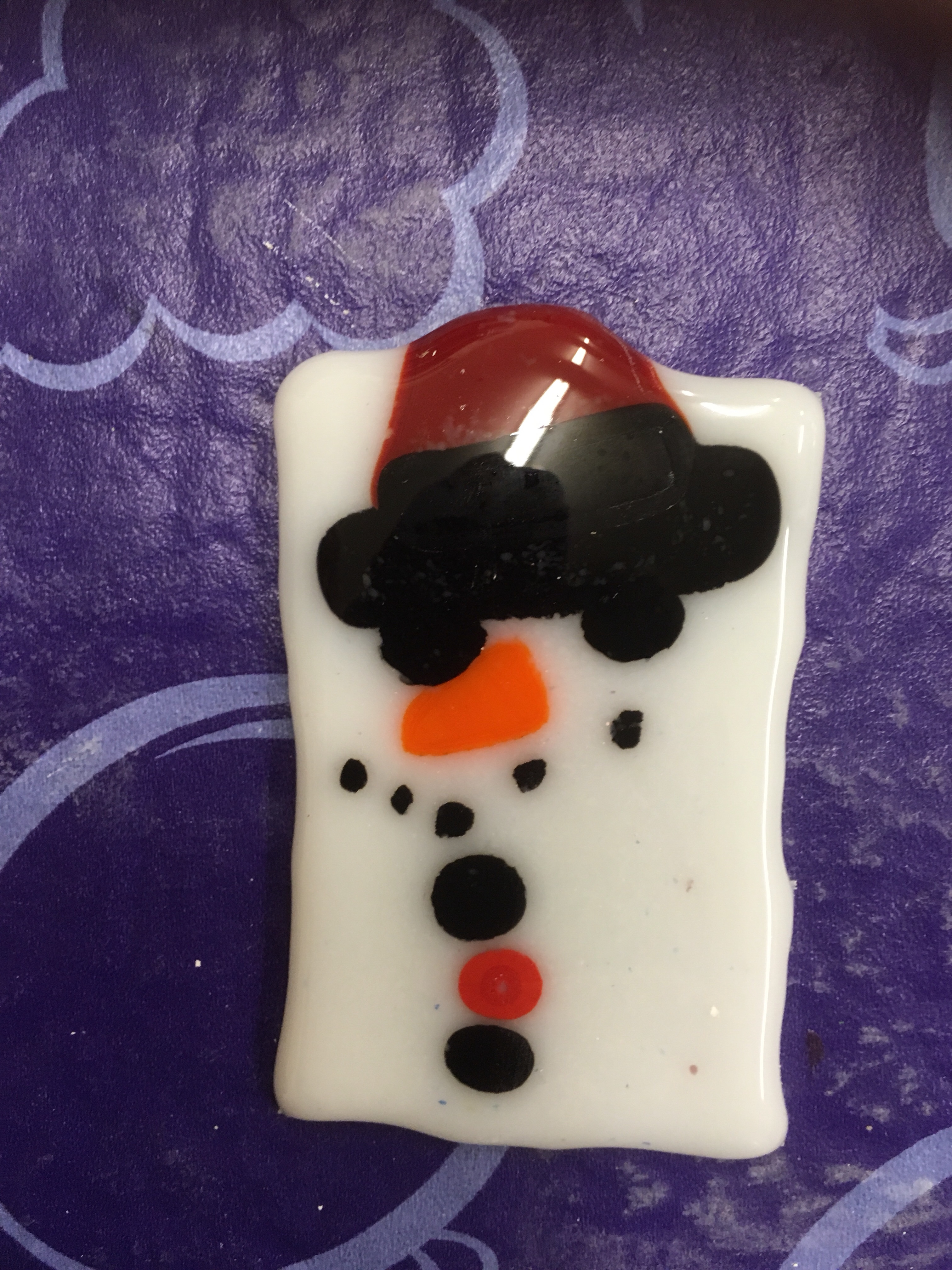 fused glass snowman